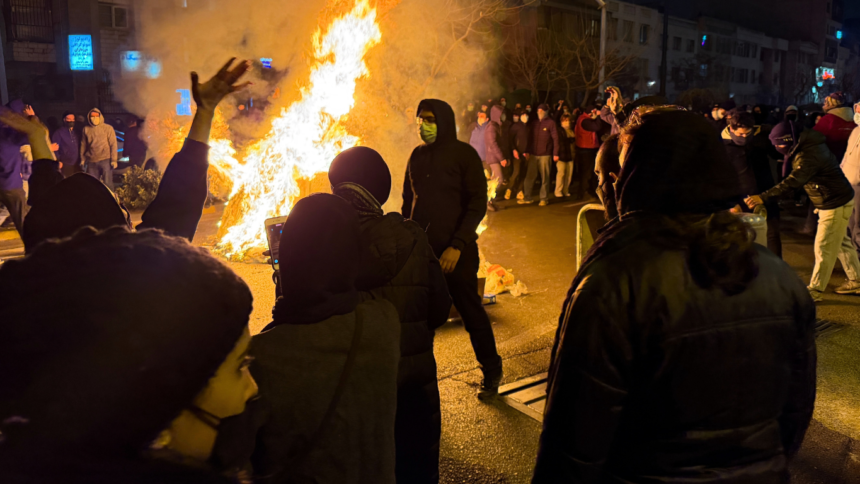 In this photo obtained by The Associated Press, Iranians attend an anti-government protest in Tehran, Iran, Friday, Jan. 9, 2026. (UGC via AP)