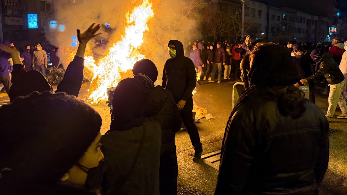 In this photo obtained by The Associated Press, Iranians attend an anti-government protest in Tehran, Iran, Friday, Jan. 9, 2026. (UGC via AP)